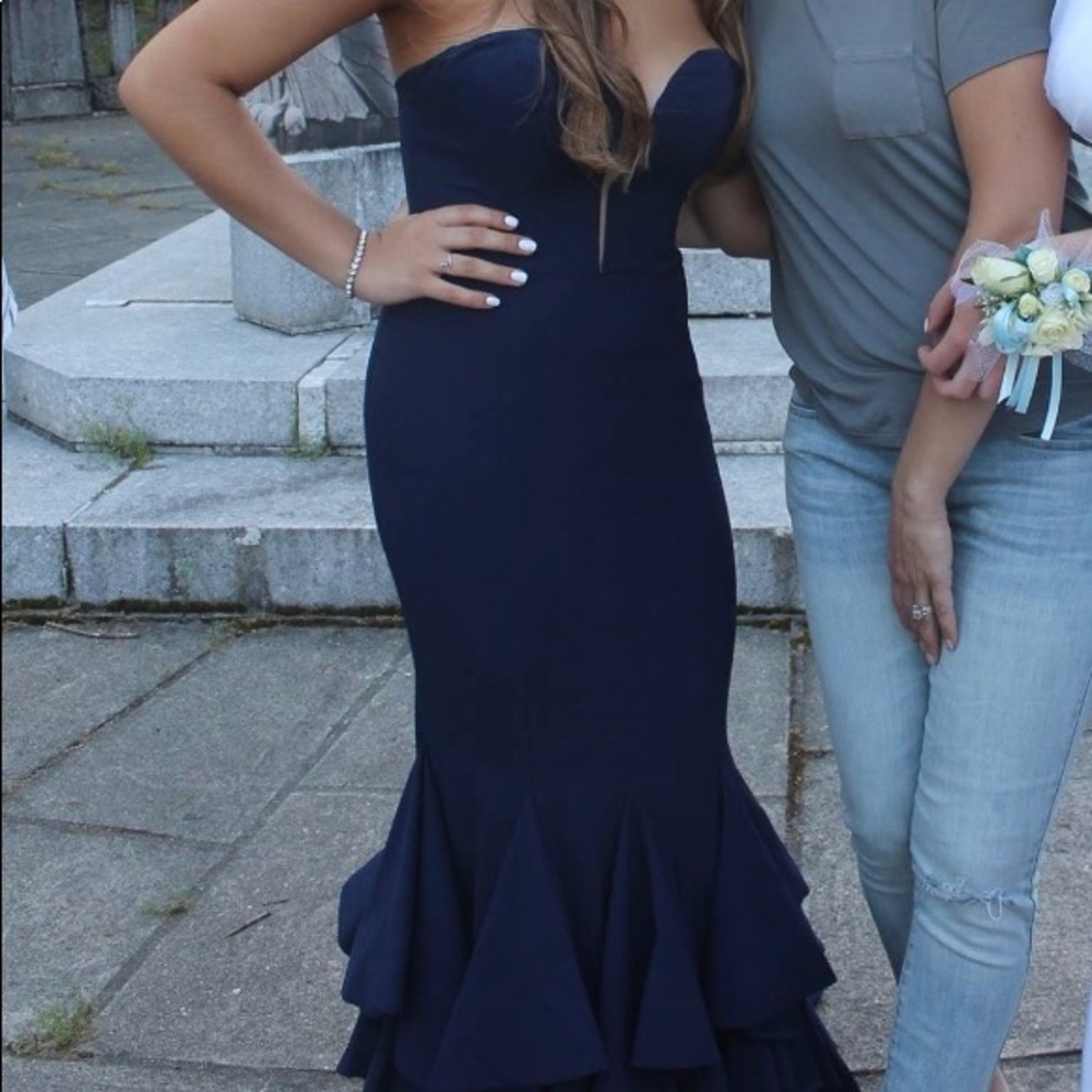 Jovani navy blue strapless prom dress. Size 4